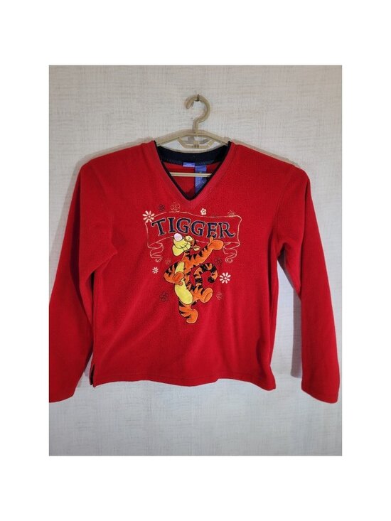 Disney Sweaters - Vintage Disney Sweater Womens M Red Fleece Embroidered Tigger Winnie the Pooh